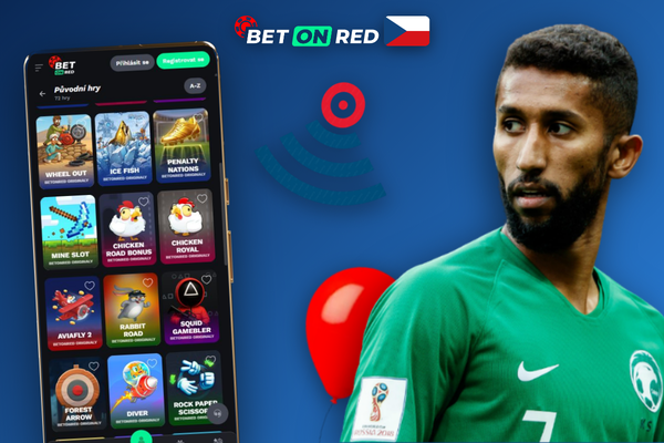 Mobilní verze Betonred Casino se sloty a sportovním menu v ruce