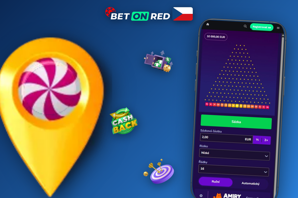 Dynamický záběr na high risk mód Plinko s rozsvíceným násobitelem v Betonred Casinu